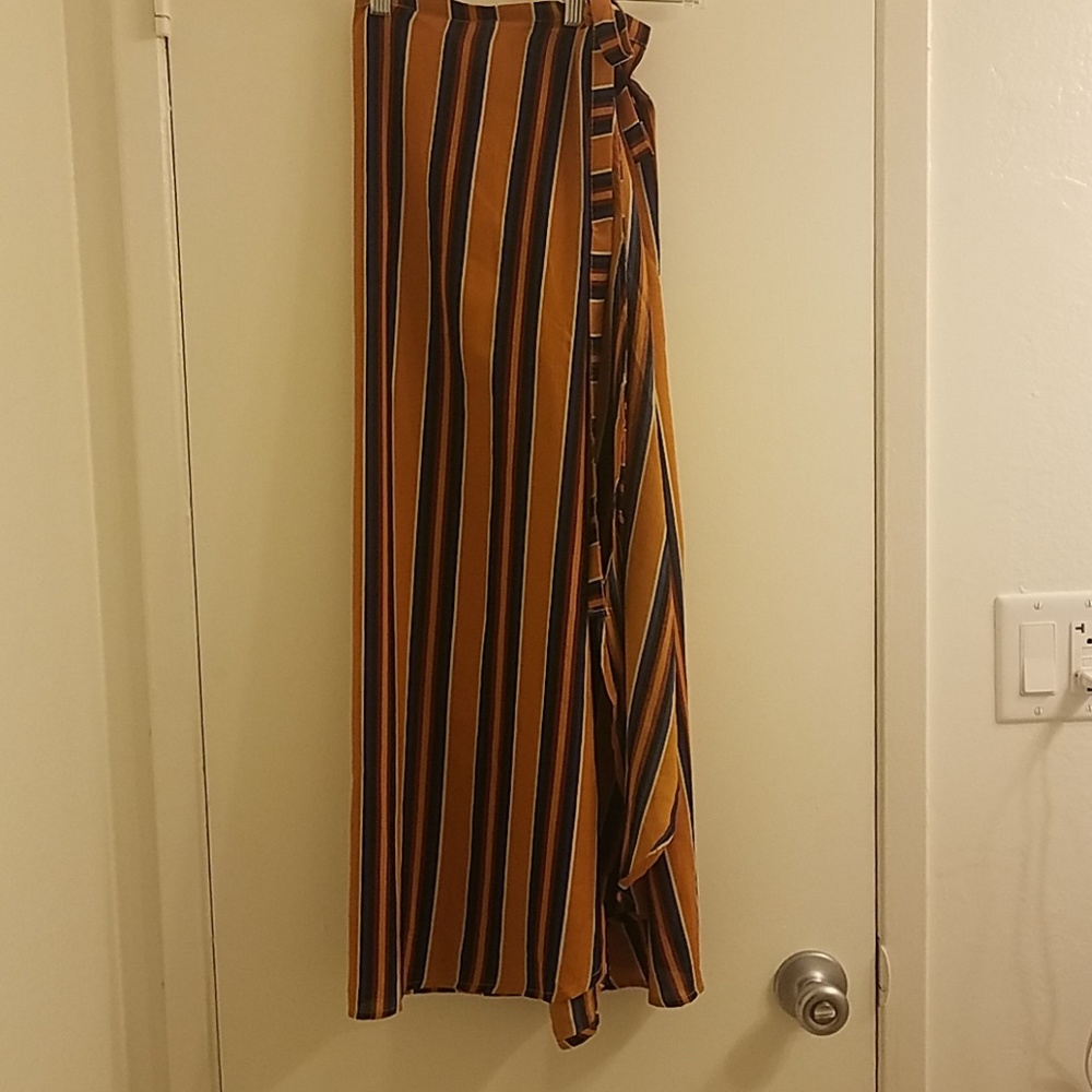 Mustard/Multi Striped Wrap Skirt